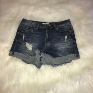 Denim ripped shorts